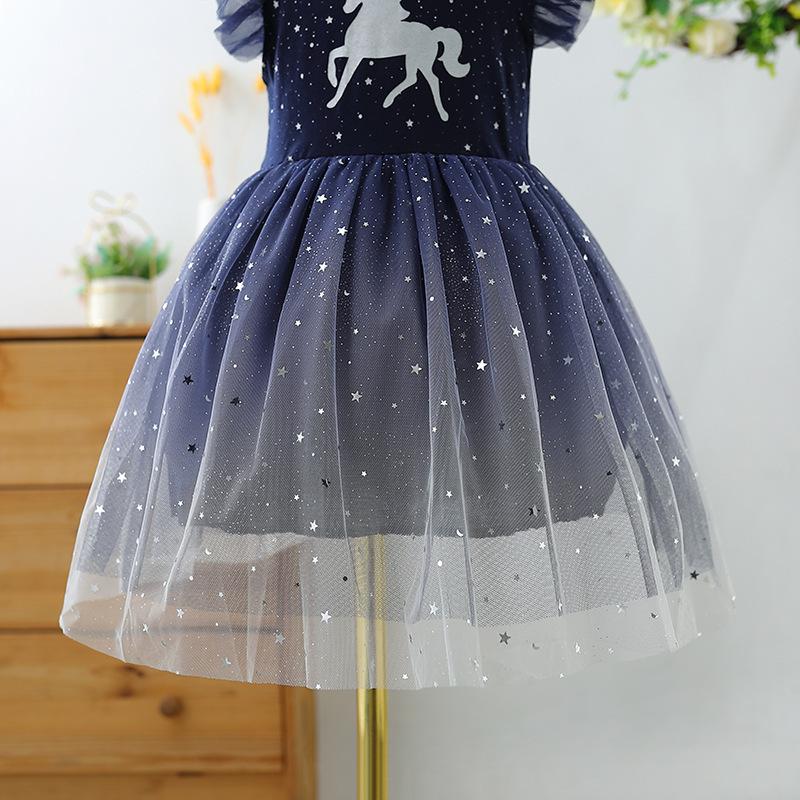 Product Introduction of Girls' short-sleeved Unicorn Dress - kid's Lolita skirt Korean version of Dream Children's Princess dress 5