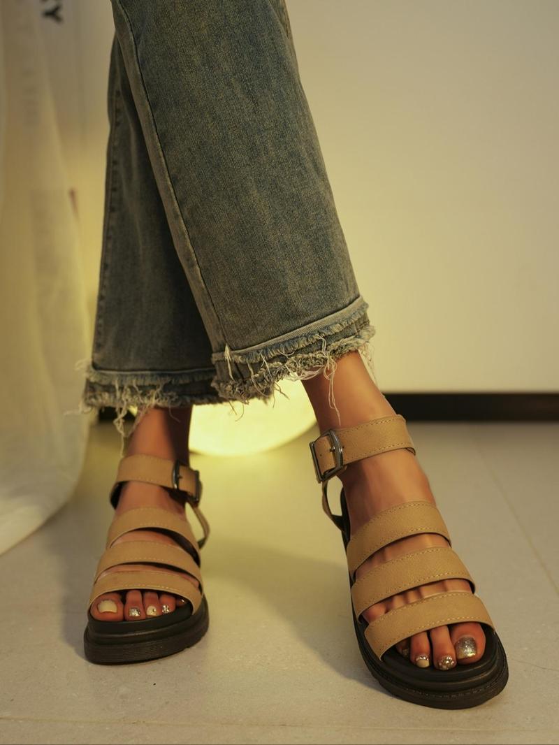 Product Introduction of Women's Fashionable Solid Color Gladiator Sandals, Casual Comfortable Flat Sandals for Summer, Lightweight Breathable Shoes for Daily Wear, Girl 3
