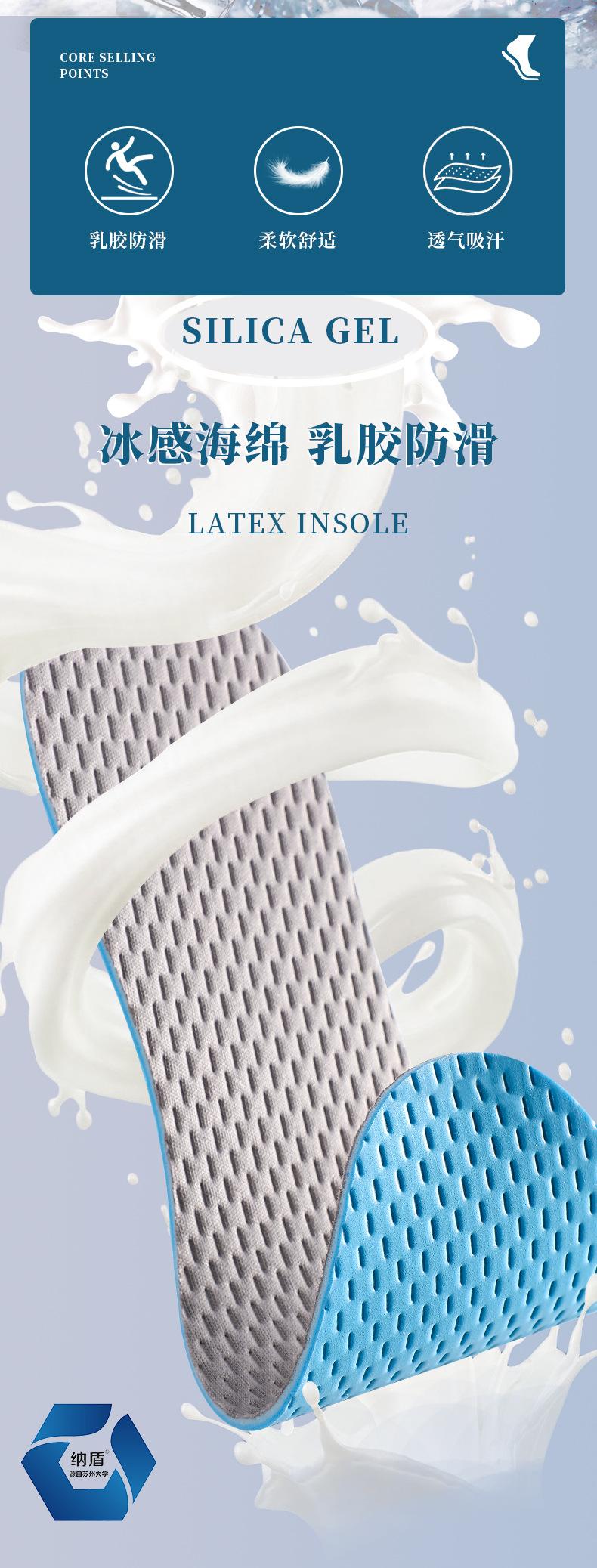 Product Introduction of Miếng Lót Giày Cao Su, Mỏng Mùa Hè, Chống Mùi, Thấm Hút Mồ Hôi, Bọt Biển Cảm Giác Băng, Thoáng Khí, Đế Mềm, Unisex, Thích Hợp Cho Chân Trần Chạy Bộ Và Thể Thao 1