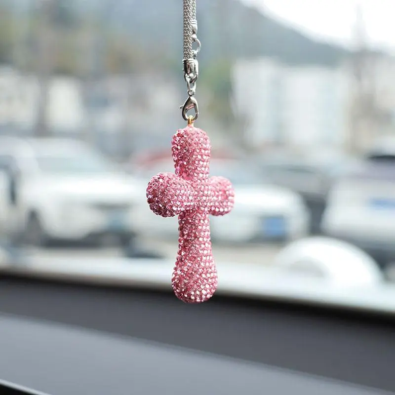 Rhinestone Decorated Car Interior Hanging Ornament, Car Rearview Mirror Pendant, Universal Car Interior Decoration Accessories 6
