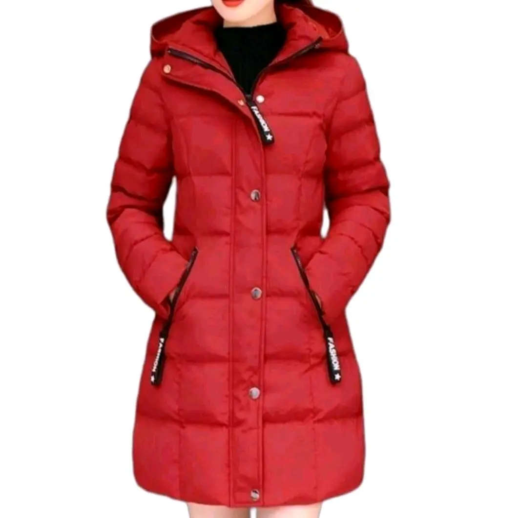 Jaket winter jubah wanita/ Jaket long coat/ Jaket wanita terbaru/ Jaket hangat Slim-fitting Musim dingin Setrip Polos Bulu Panjang Nyaman Parka Tebal