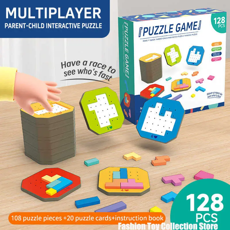 3D Creative Desktop Puzzle Tangram Math Toys Building Bloc Board Color Shape Game For Kids Educational Gifts