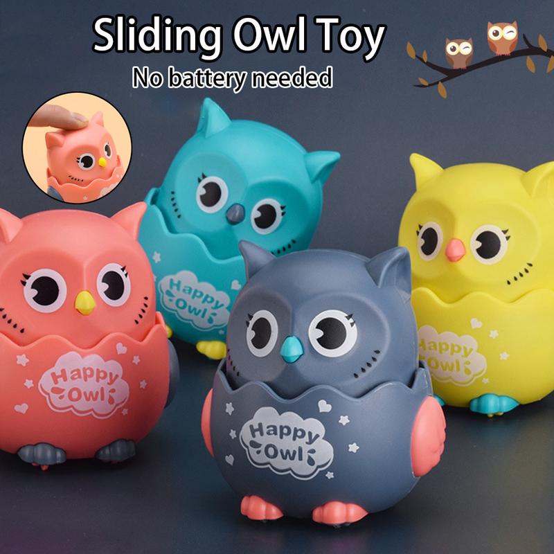 Product Introduction of Cartoon Owl Baby Toys Funny Pressing and Sliding Kids Toy Inertial Press Car Creative Pull-Back Children's Small Animal Toy 0