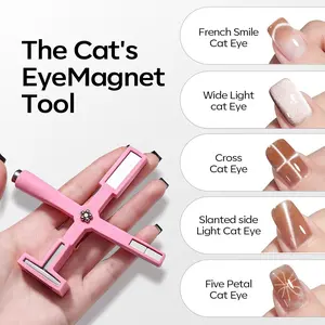 MEFA Nail Magnet Set, Upgraded 5 in 1 Multi-Function Nail Magnet Pens with Silicone Protective Case, Magnetic Nail Polish Magnet Wand for Nails Cat Eye Nail Design Tools Nail Art Accessories Kuku Cleaning