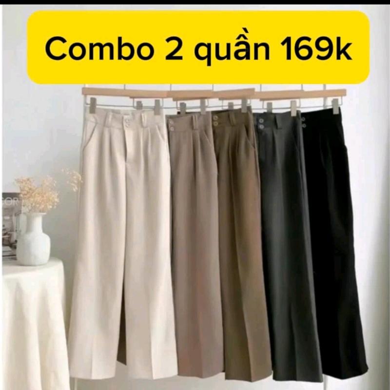 COMBO 2 Quần ống suông nữ nhiều màu tôn dáng tuyết mưa cao cấp 1