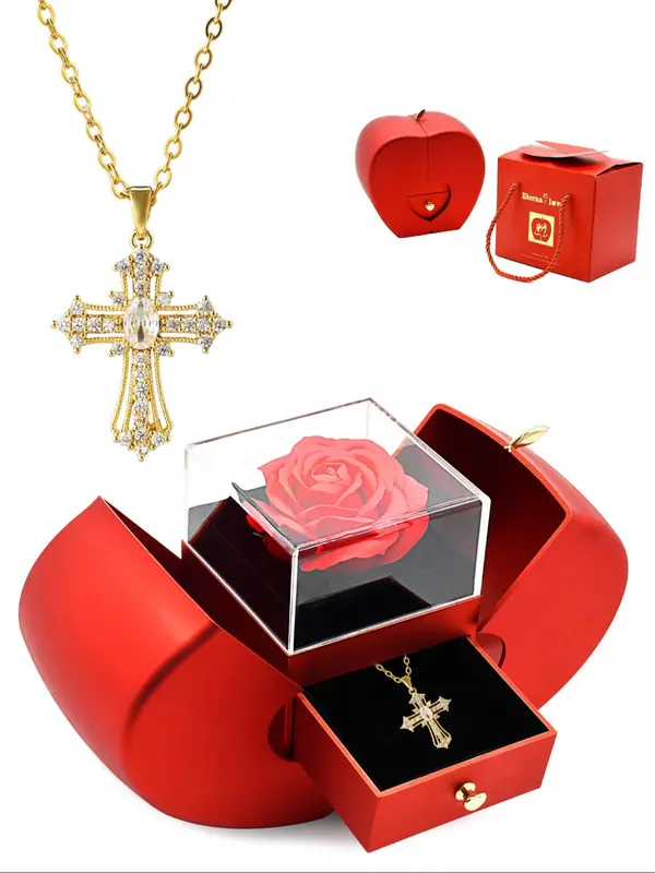 Rhinestone Cross Pendant Necklace for Women for Gift, Clavicle Chain Necklace, Fashion All-match Jewelry Accessory, Jewlery 4