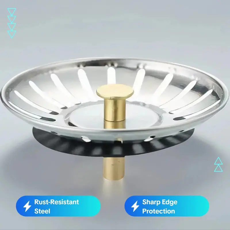 Modern Kitchen Sink Strainer, 1 Count Stainless Steel Waste Filter, Sink Filter, Home Drain Cover, Anti-clog Kitchen Sink Basket, Modern 1