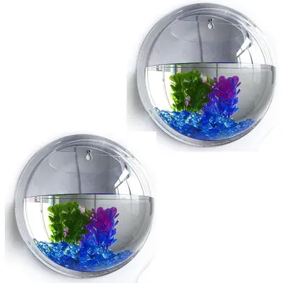 thumbnail image 2 of Wall-Hanging Fish Bowl Acrylic Wall-Mounted Plant Pot 1 11.5 2 of 11