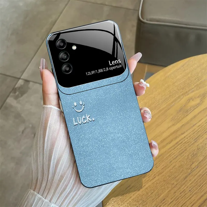 Casing cocok untuk Galaxy A55 5g,Casing ponsel kaca bermotif senyum-THYN-885 5