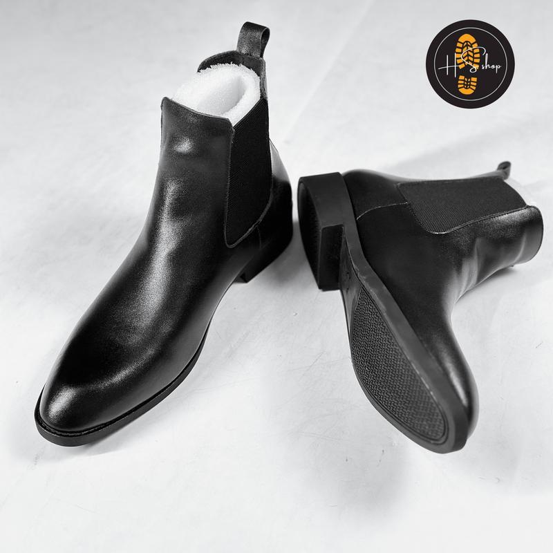 Giày da nam Chelsea Boots đế khâu chắc chắn da sít chống nhăn from mới 2025 Shoes - Đen, Size 38-44