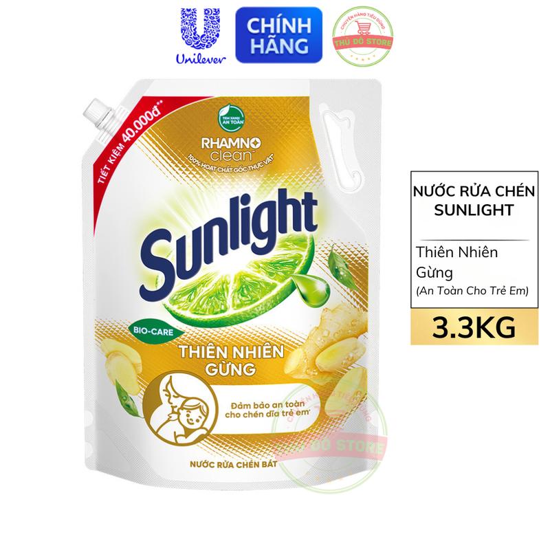 Nước Rửa Chén Bát Sunlight Thiên Nhiên Gừng Gốc Thực Vật An Toàn Cho Bé - Túi 3.3KG