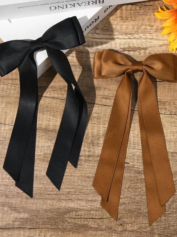 Solid Color Bow Decor Hair Clip, Cute Hair Accessories for Women & Girls, Minimalist Headwear Suitable for Thick Hair 4