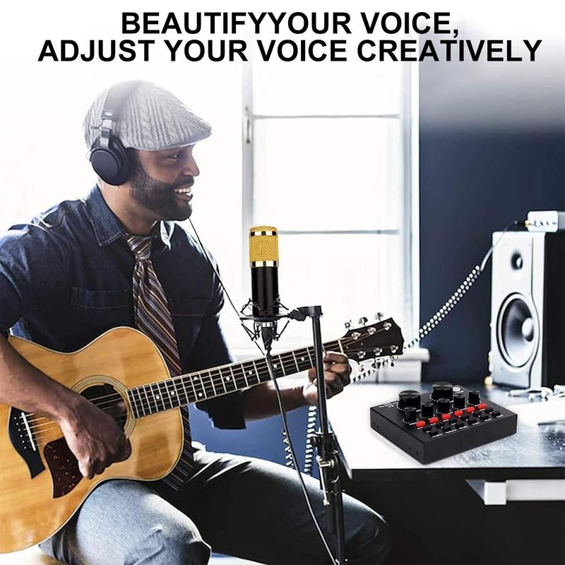 Podcast Equipment Bundle, Soundcard Recording Studio Package with Voice Changer, Live Sound Card, Audio Interface for Laptop Computer Vlog Living Broadcast Live Streaming 5