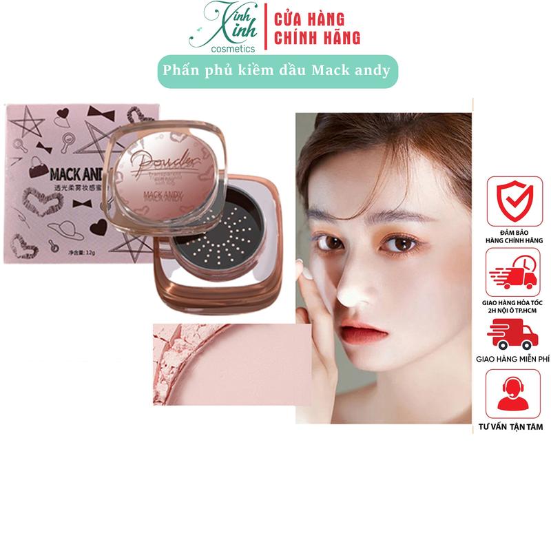 Phấn phủ Mack Andy POWDER có nhũ kim tuyến lấp lánh, kiềm dầu chống nước
