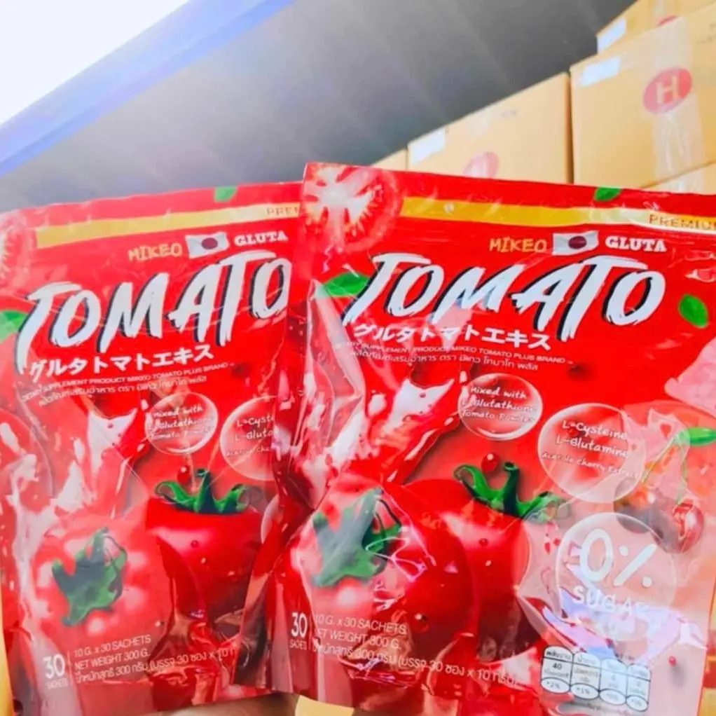 (2ห่อ)พร้อมส่ง คอลาเจนวิตามิน กลูต้ามะเขือเทศ Mikeo 1ห่อมี30ซอง ของแท้100%
