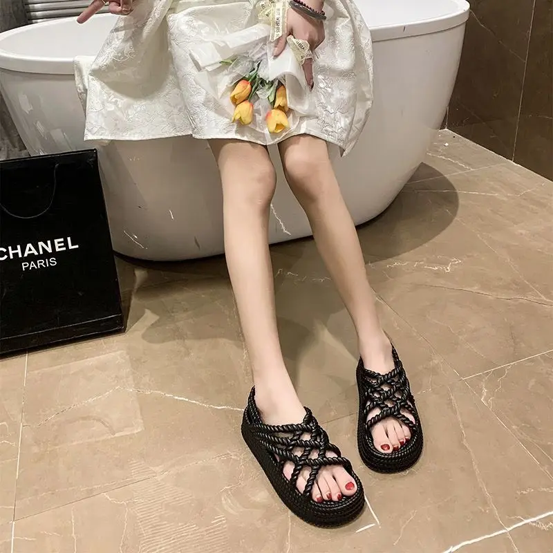 Dép Sandal Quai Chéo Dây Bện Đế 5cm Dép Quai Hậu Siêu Mềm Chống Nước 4