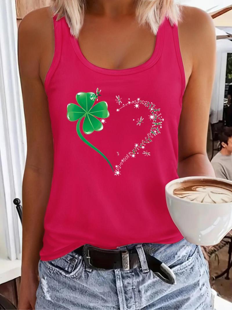 Product Introduction of Women's Heart Print Round Neck Tank Top, Casual Sleeveless Top for Daily Wear, Ladies Clothes for All Seasons 2