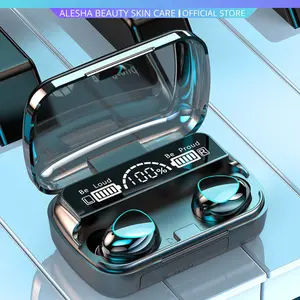 Headset Bluetooth 5.4 TWS M10 Earphone Nirkabel Indikator LED Dengan Powerbank 3500mAh Tahan Air