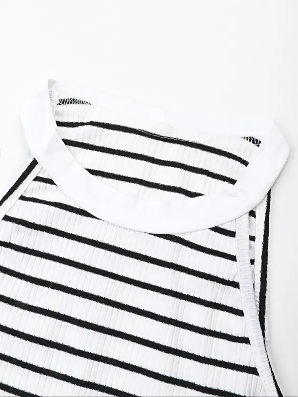 Women's Striped Pattern Bodycon Dress, Fashion Casual Sleeveless Dress for Daily Outdoor Wear, Ladies Clothes for All Seasons 5