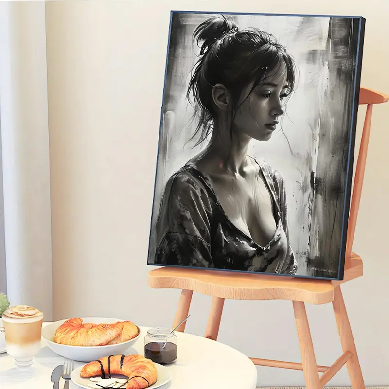 Woman Portrait Pattern DIY Painting By Numbers Kit Without Frame, 1 Set DIY Paint By Numbers Kit, Wall Art Decoration for Home Living Room Bedroom 8