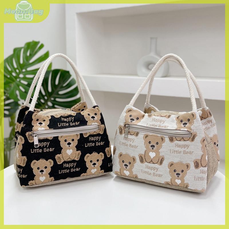 Túi Ăn Trưa Hình Gấu Hoạt Hình, Thời Trang, Dành Cho Nữ, Dung Tích Lớn, Túi Tote, Thích Hợp Cho Dã Ngoại, Đựng Đồ Uống, Túi Hộp Cơm Trưa, Cầm Tay, Thích Hợp Cho Các Hoạt Động Ngoài Trời Và Văn Phòng, Túi Đựng Thức Ăn