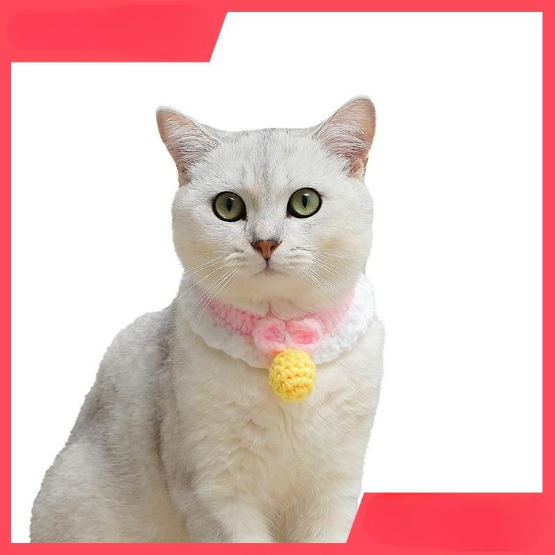 Product Introduction of English short cat collar, hand woven scarf, cute and adjustable blue cat neck rope, cute cat collar 7