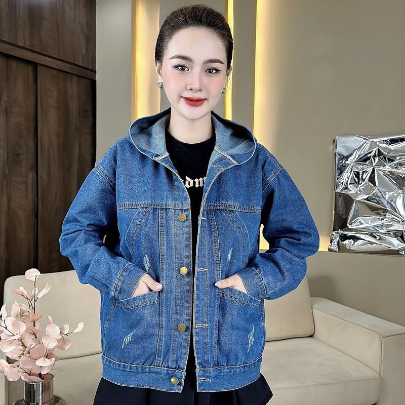 ÁO KHOÁC JEAN NAM NỮ 6 TÚI CÓ NÓN (CÓ TÚI TRONG)Size 40-85kg Women Jacket 0