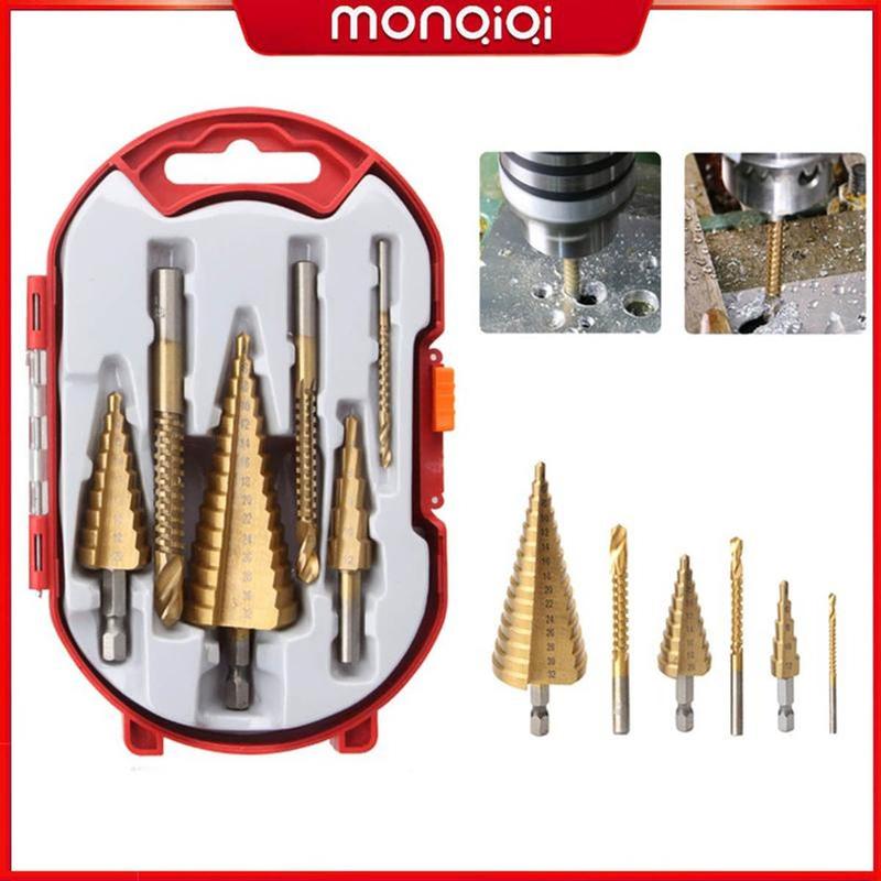 Bộ 6 mũi khoan khoét lỗ đa năng,Mũi khoan hình nón thép phủ titan cỡ 4-12/20/32mm tiện dụng- Khoan được nhiều cỡ lỗ trong 1 mũi khoan 2