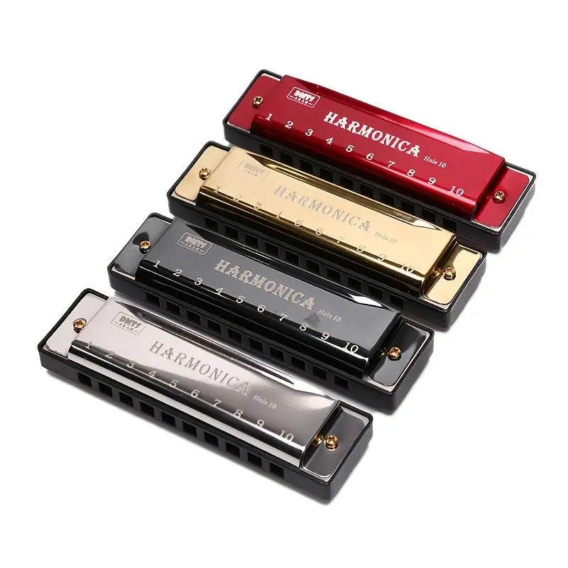 10 Hole Chromatic Harmonica, 1 Count C Key Harmonica with Case, Musical Instrument for Beginner, Gift for Friends, Valentine's Day Gift 0