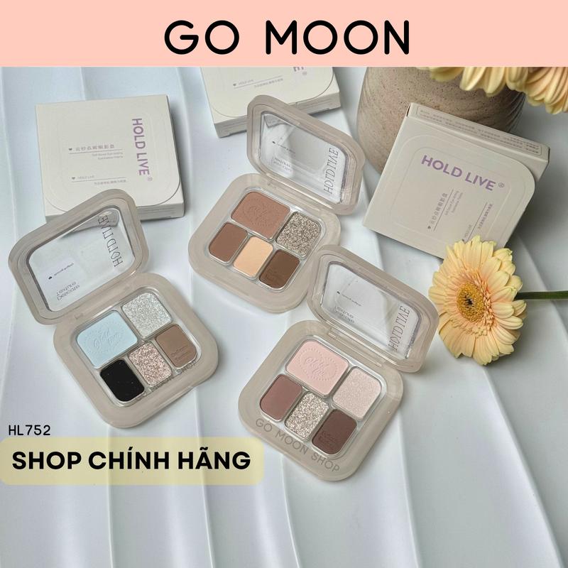 Bảng phấn mắt 5 ô Hold Live HL752 phấn mắt holdlive tone xanh khói hồng nhũ lì 6.8g go moon shop chính hãng má khối 3 trong 1