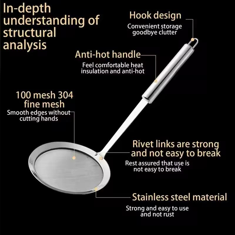 1/2pcs Saringan Jala Perkolator Lemak Jepang Hot Pot Filter Sup Sendok Skimmer Stainless Steel Sendok Penyaring Minyak