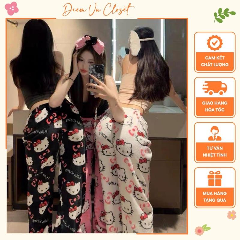 [CÓ SẴN] Quần bông nhung lông cừu, quần ngủ dày dặn nhiều hoạ tiết cute
