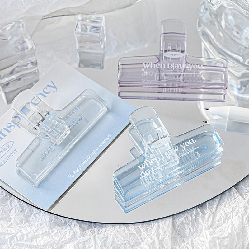 1 Pcs Kawaii Transparent Paper Clip Simple Exquisite Jelly Acrylic Memo Holder Children Hand Account Ticket Clamp 2
