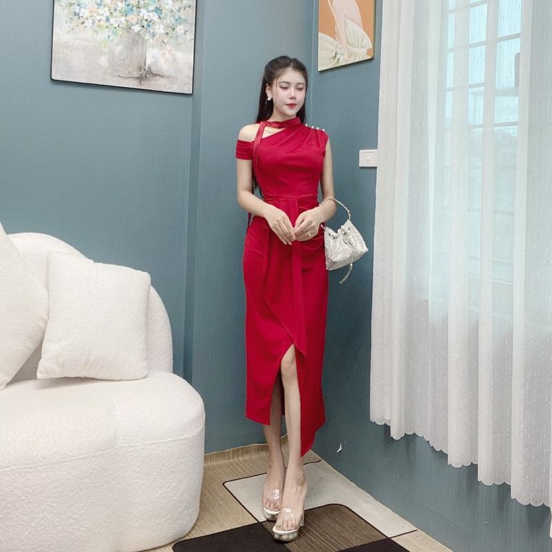 Váy Thiết Kế VQLADY D-A2 Nữ  Đầm thiết kế dáng ôm phối vạt lua phù hợp đi chơi và đi dự tiệc Dress Màu Trắng , Đen , Đỏ Voi Voi 6