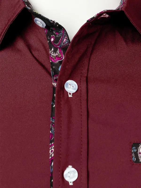 Men's Slim Paisley Print Button Front Shirt, Comfy Long Sleeve Tops for All Seasons, Casual Fashion Comfy Top for Men 2