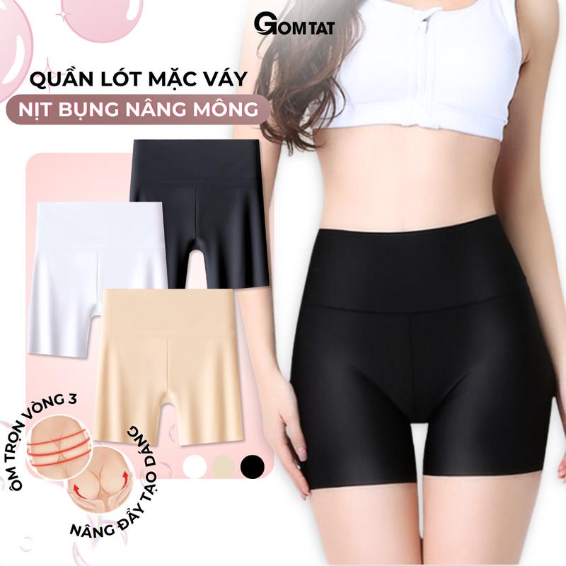 Quần bảo hộ nữ GOM TẤT mặc váy cạp cao chất su đúc cao cấp quần bảo hộ mặc không lộ viền nịt bụng nâng mông đồ lot nữ Nhung - GOM-8204