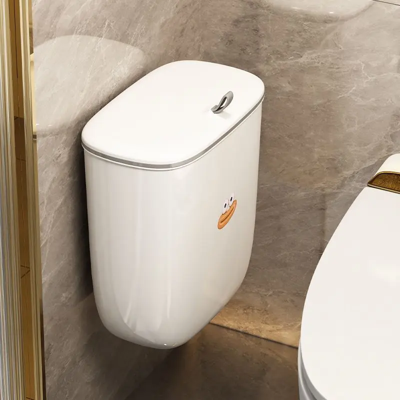 Thùng Rác Treo Tường Mẫu Mới, Có Nắp, Chống Mùi, Thích Hợp Cho Nhà Vệ Sinh Và Phòng Tắm, Có Khe Hở, Thùng Rác Treo, Thùng Đựng Đồ Gia Dụng Đồng Kitchen 0