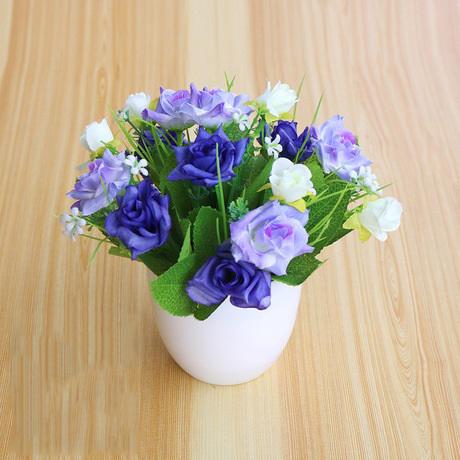 Product Introduction of Bunga Mawar Korea Dekorasi BP8839 Bahan Plastik Free Pot Busa Bulat Untuk Hias Acara Pesta/Rumah/Kantor Biru Kuning 1