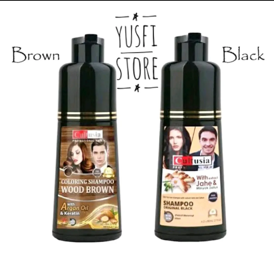 Shampoo Cultusia Penghitam Rambut Anti Uban Semir Rambut Shampoo Uban Rambut Pewarna