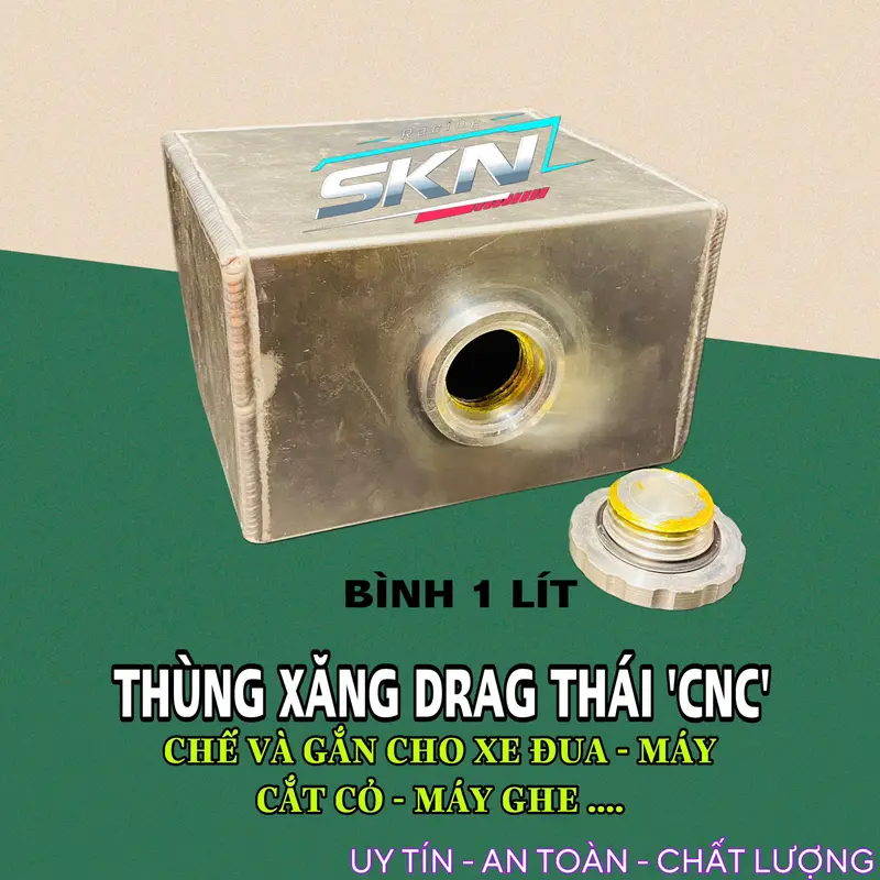 Thùng xăng lớn nhôm cnc cho xe Drag 1 lít chế và gắn được nhiều dòng xe và máy khác nhau 1
