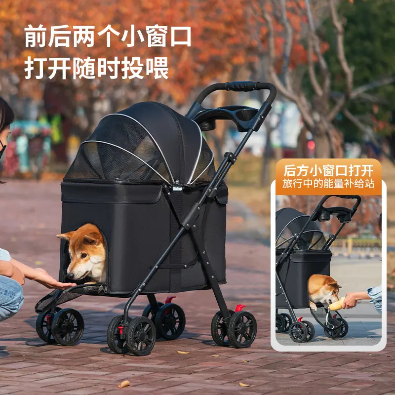 Medium Large Dog Pet Stroller Dog Cat Teddy Baby Stroller out Small Pet Cart Portable Foldable