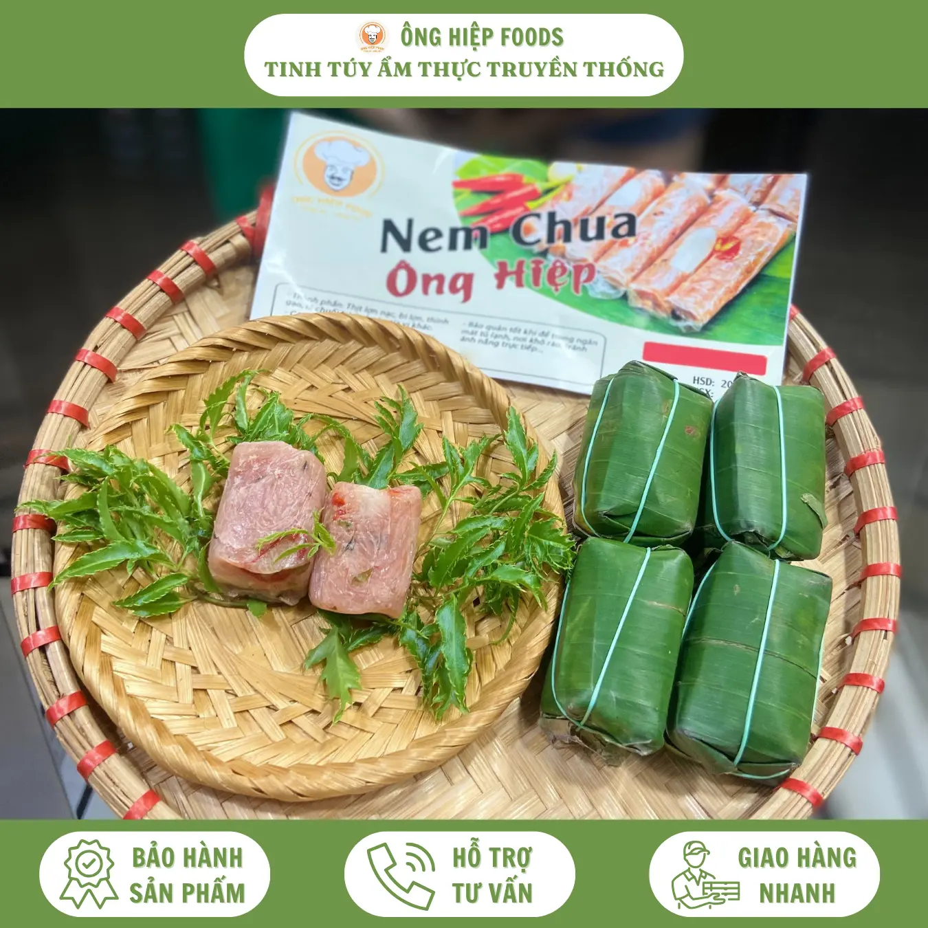 10 Chiếc Nem Chua Vuông Ông Hiệp - Loại Đặc Biệt - Đặc sản Thanh Hoá - Tinh Tuý Ẩm Thực Truyền Thống