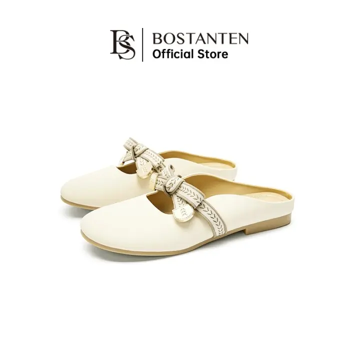 [New Arrival] Bostanten Sepatu Gina Flat Wanita Sandal Mlues Style Sepatu Rata - Off putih, 40