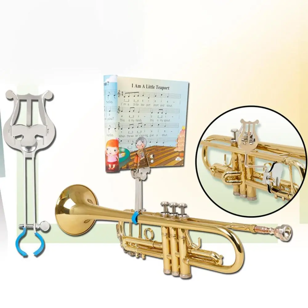 Kẹp kim loại trên giá đỡ, cho Clarinet và Lyre, Giá đỡ nhạc Sheets, Giá đỡ nhạc cụ, Thích hợp cho kèn, kèn cornet và kèn Pháp, Thích hợp cho ban nhạc diễu hành