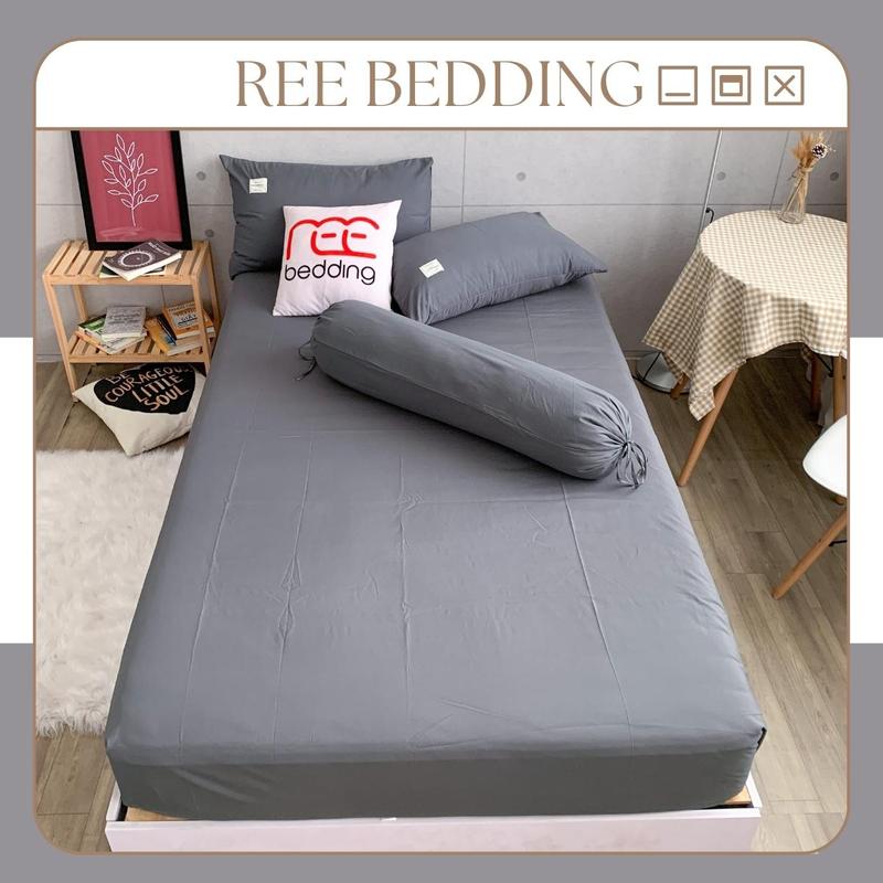 Bộ ga giường 4 món REE Bedding CTC33 kèm vỏ gối ôm chất Cotton TC đủ size nệm 1m2, 1m4, 1m6, 1m8, 2m