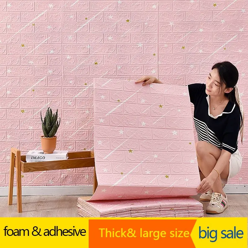 Giấy Dán Tường Dính Để Trang Trí Tường, Giấy Dán Tường 3D Chống Thấm Nước, Panner, Miếng Dán Tường Gạch, Giấy Dán Tường Xốp, Thiết Kế Giấy Dán Tường Phòng Ngủ 0