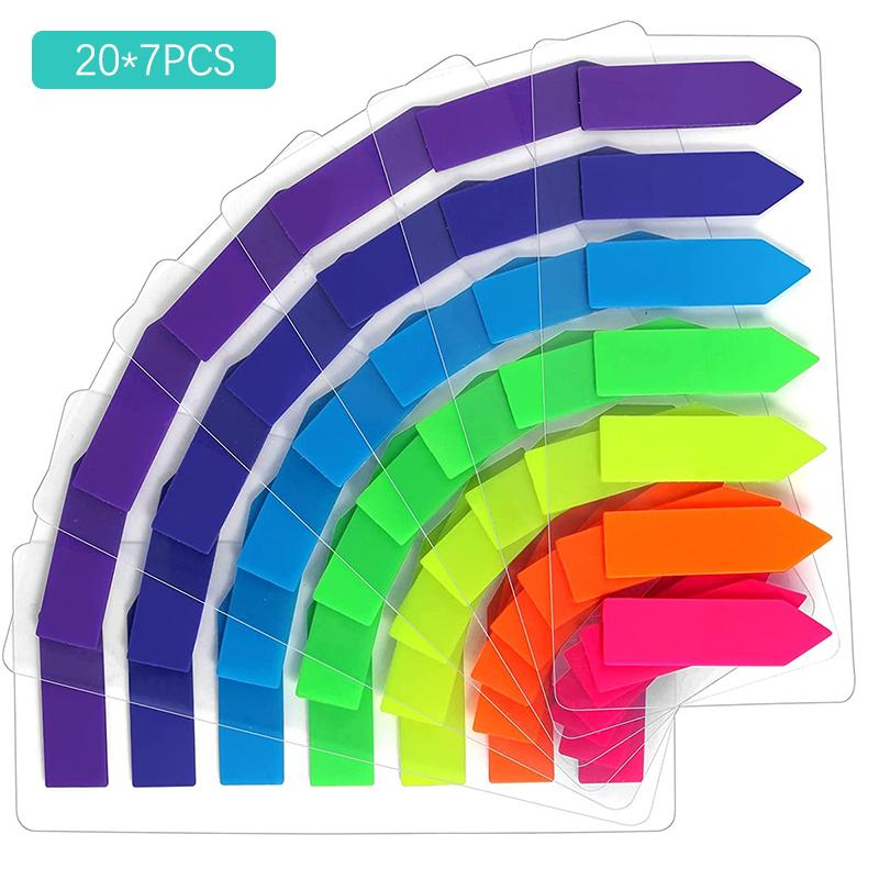 20*7PCS Color Fluorescence Transparent Sticky Notes Memo Pad Bookmarks ...