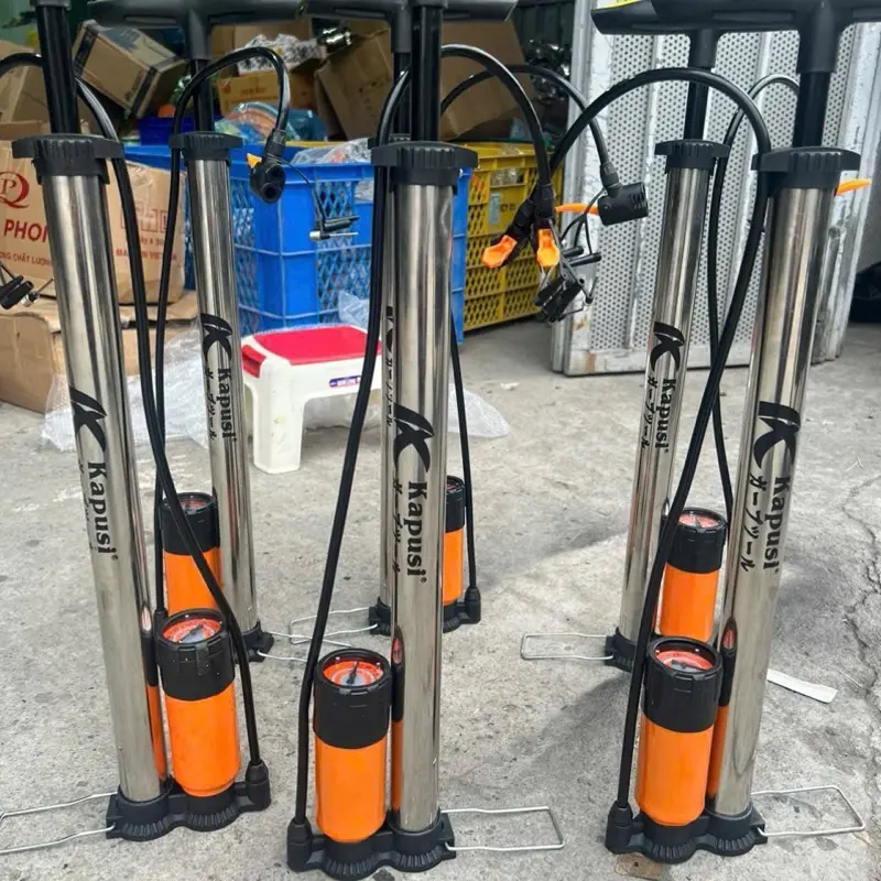 Bơm xe đạp xe máy có đồng hồ bơm khỏe nhanh đầy hơi, bền đẹp