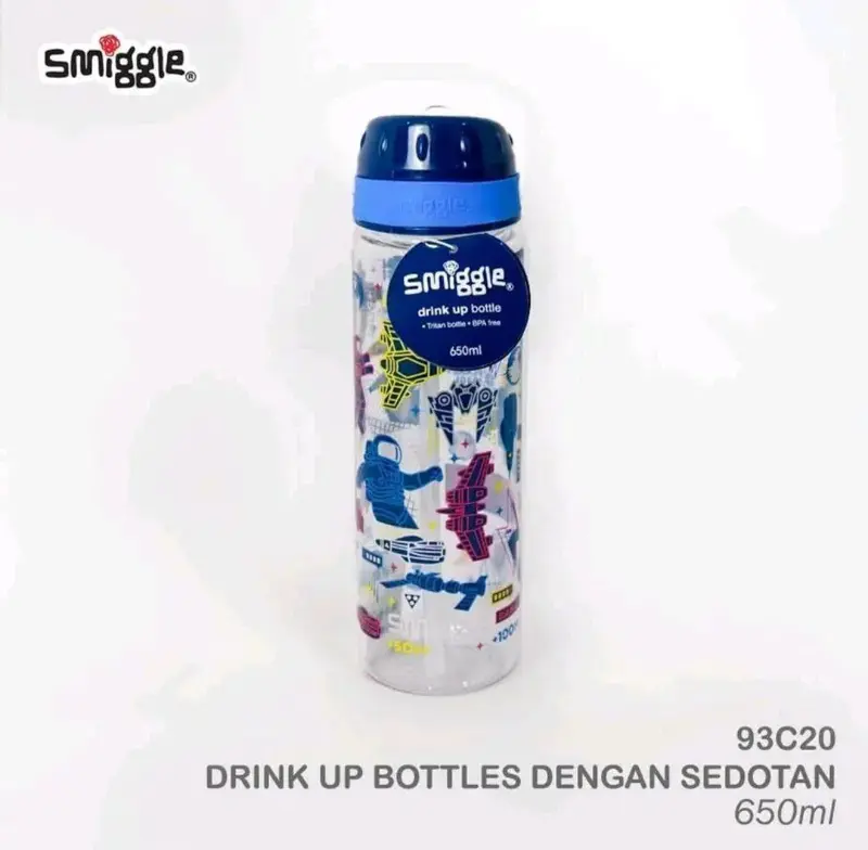 Drink Up Bottle Smiggle Botol Minum Anak Perempuan Laki-laki 650ml Terbaru Water Straw Bottles Kitchenware botol minum karakter Tahan Bocor Blue Water Bottles Sekolah 5