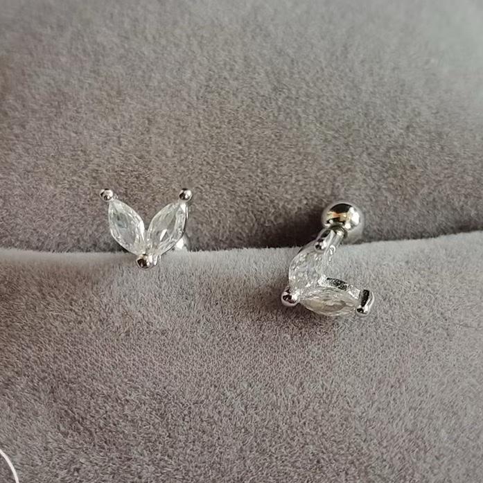 [009] Bông tai bạc đá hạt thóc chốt ren nhỏ xinh SolSilver 2